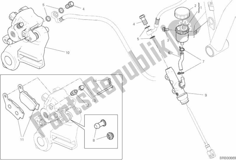 Alle onderdelen voor de Achter Remsysteem van de Ducati Scrambler Icon Thailand USA 803 2019